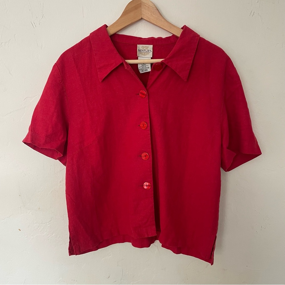Vintage red button down blouse - Picture 2 of 3